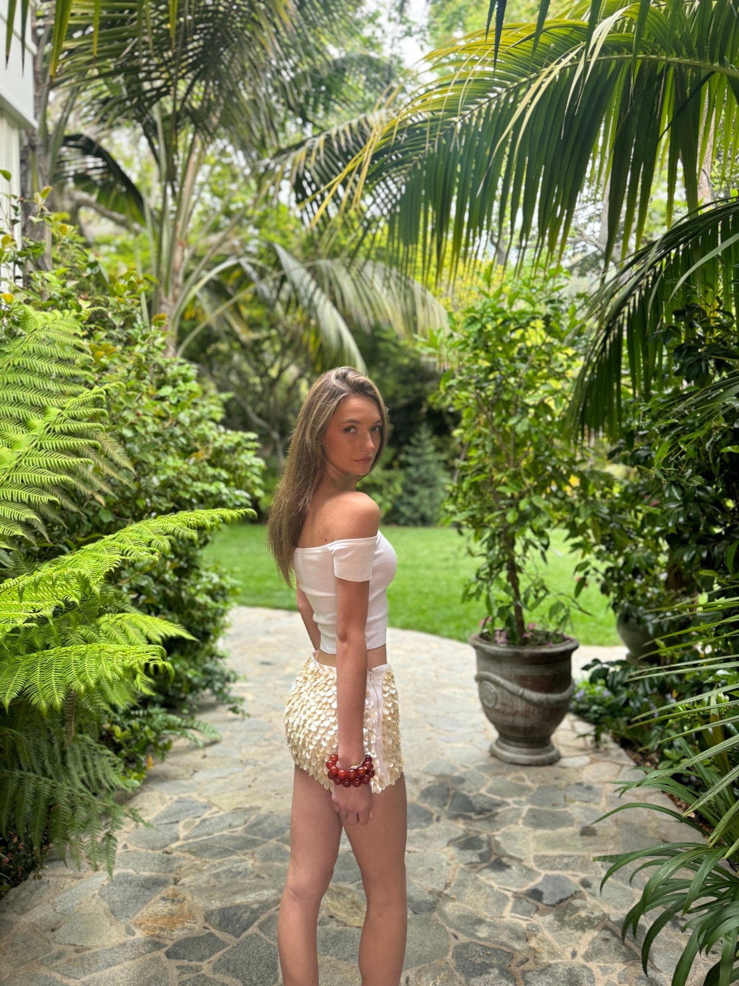 The Sëyeshell SkirtBottomsChaiaChaia beaded bags beaded skirts resort wear