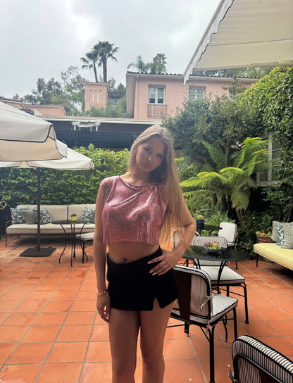 Chaïa Ibiza Top Pink - hand beaded crochet top boho festival Coachella resort wear image 3