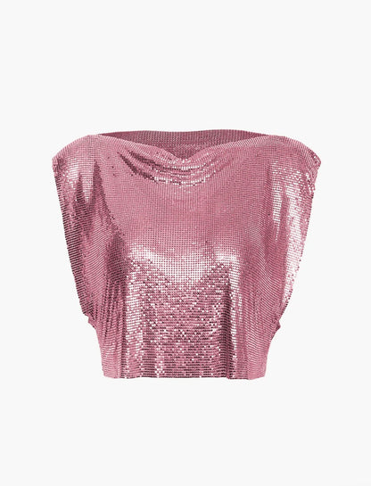 Chaïa Ibiza Top Pink - hand beaded crochet top boho festival Coachella resort wear image 1