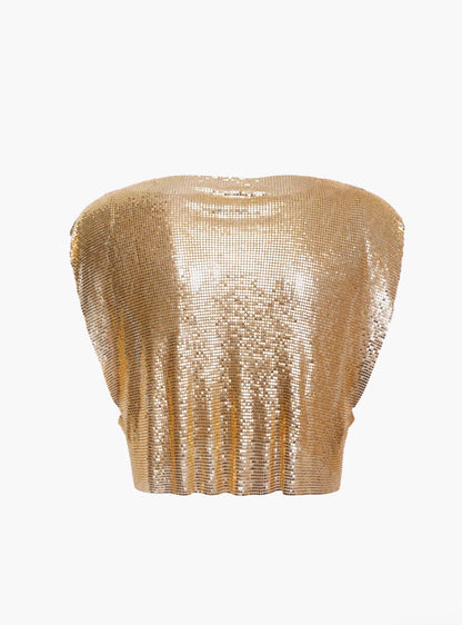 Chaïa Ibiza Top Gold — hand-crocheted crochet top resort wear Brazil 2
